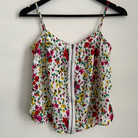 Forever 21 Tops - Y2K F21 Floral Print Front Zip Tank Top